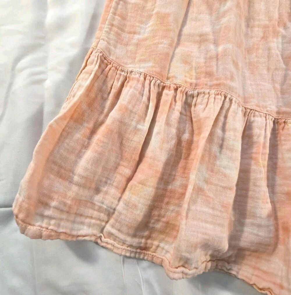 Time and Tru Peach Tie Dye Maxi Dress Women’s L Sleeveless Cotton Ruffle Pockets - Picture 8 of 11